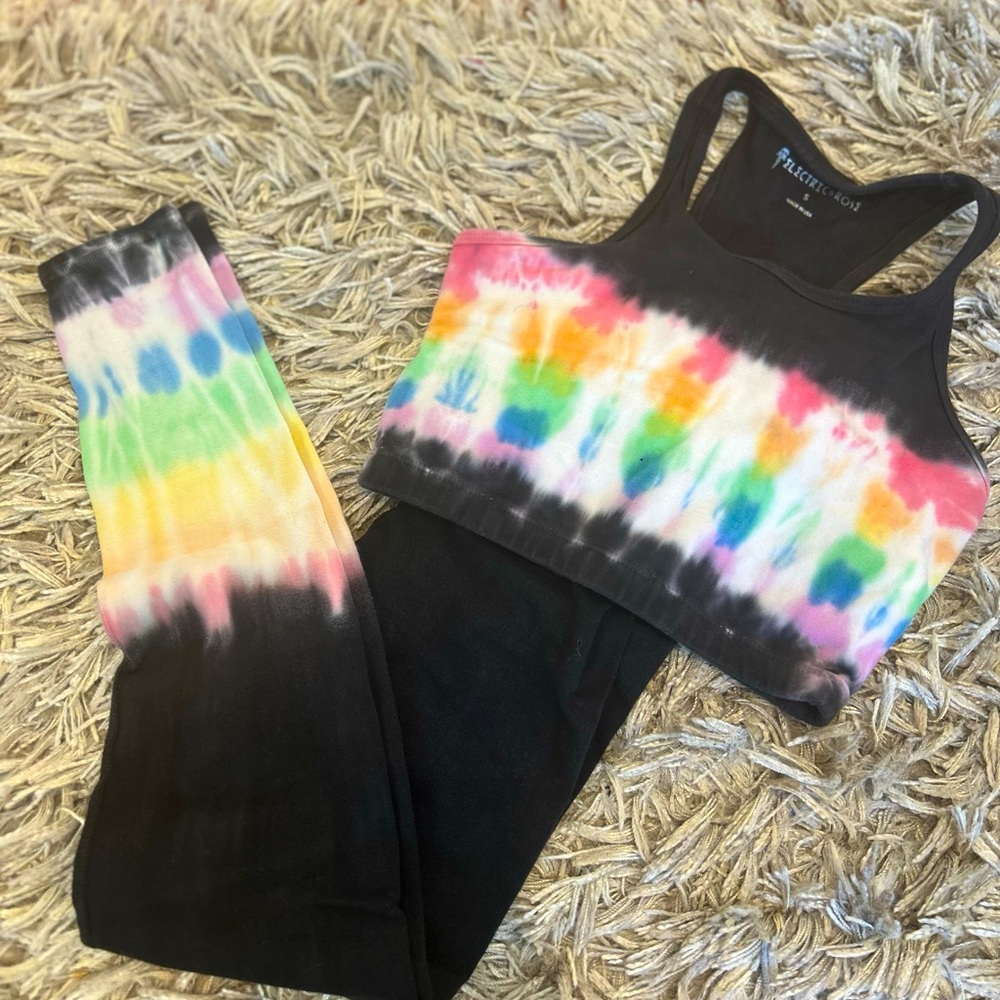 Electric & Rose sports bra and legging - Black Rainbow